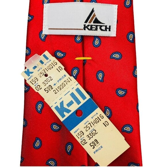KETCH Mens Vintage Necktie NEW w/Tag Holiday Red Tie Retro - Picture 3 of 8